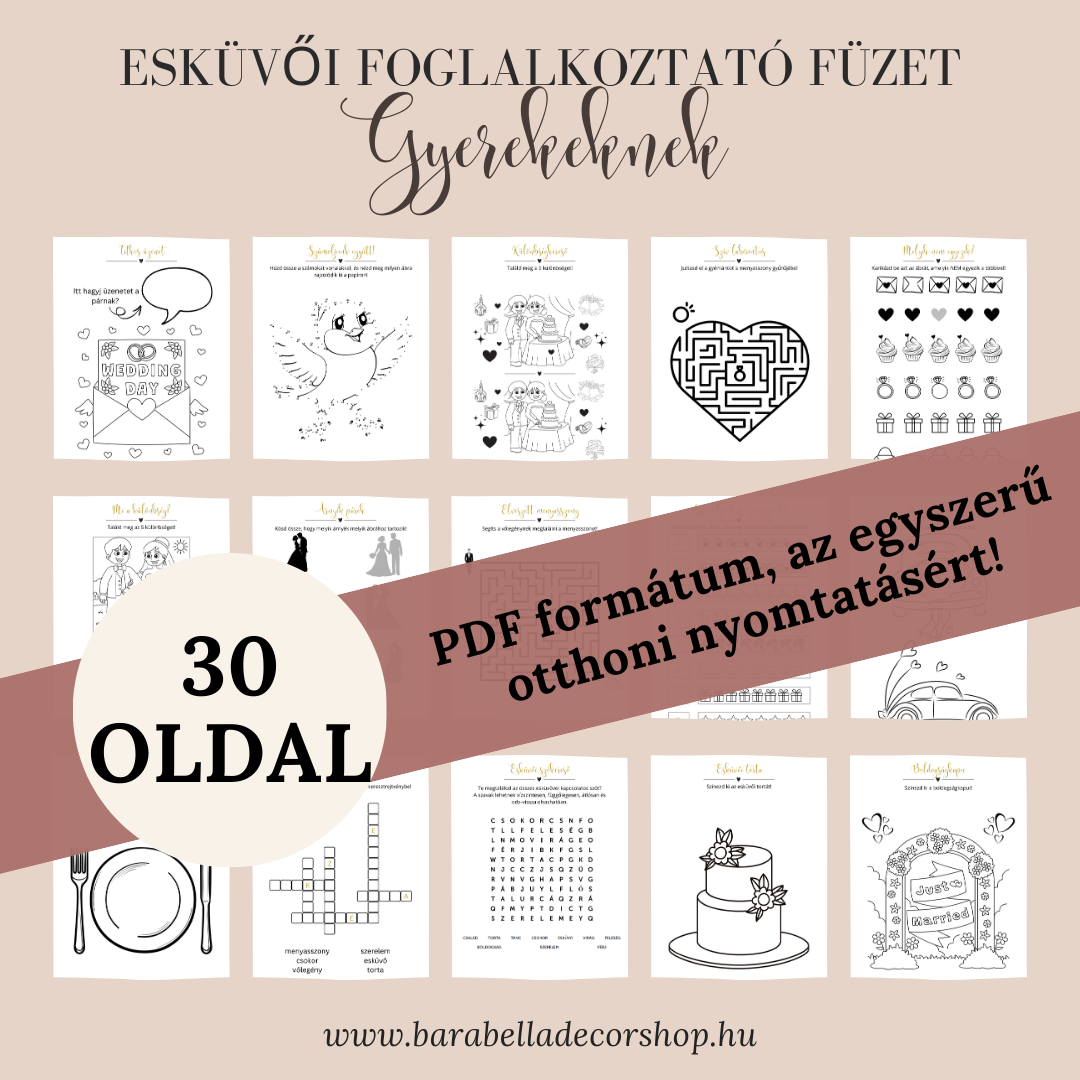 Esküvői foglalkoztató füzet gyerekeknek